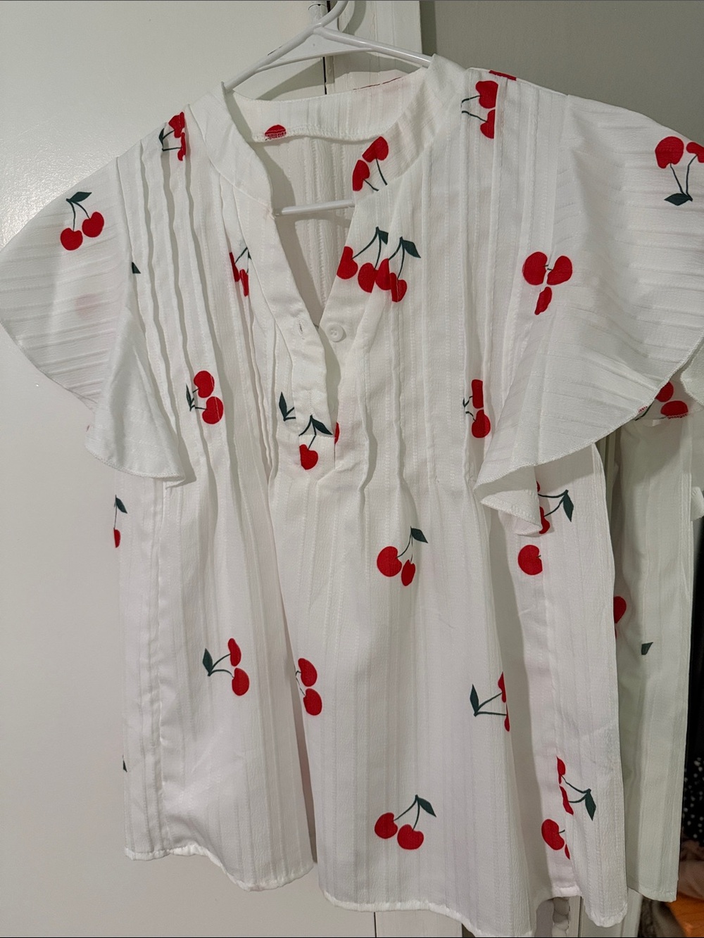 SHEIN White Top with Red Cherry Accent